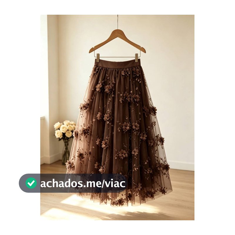 Saia de tule elegante floral tridimensional de verão