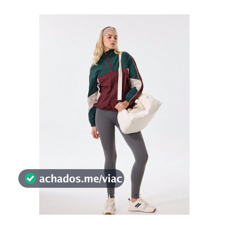 Jaqueta Solta Feminina, Gola Funnel com Blocos de Cor Vintage, Zíper de Duas Vias, Bolsos Ocultos, Estilo Casual Esportivo de Férias, Uso Diário, Estilo Universitário, Roupa Casual da Moda