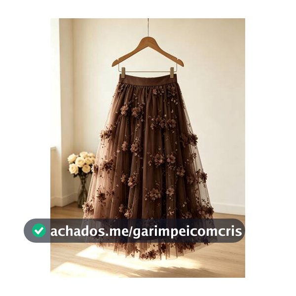 Saia de tule elegante floral tridimensional de verão