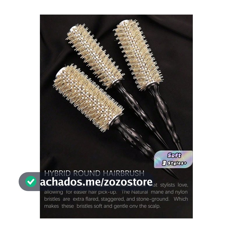 Escova Térmica Redonda Profissional para Secagem - Corpo de Alumínio e Pinos de Náilon. Penteado com Calor Preciso. Três Tamanhos Disponíveis, Escova de Cabelo, Pente, Ferramentas de Cabelo, Produtos e Acessórios de Cabelo para Barbearia, Salão de Beleza, Viagem Essencial, Volta às Aulas, Viagem Ess...
