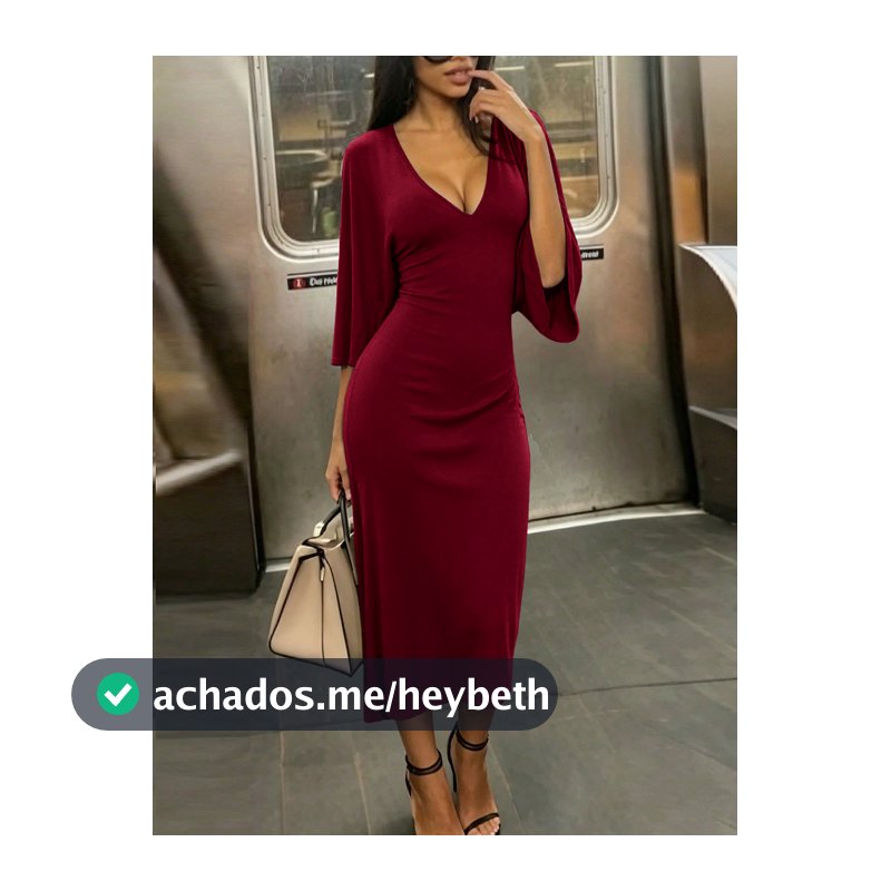 INAWLY Solva Vestido Sexy Feminino de Cor Sólida com Decote V Profundo e Manga 3/4