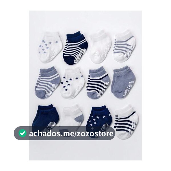 12 Pares de Meias Antiderrapantes com Pontos de Agarre para Pisos