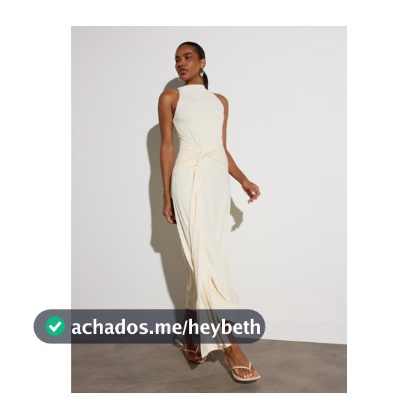 KSTM Vestido Longo Verão com Decote Alto sem Mangas, Nó na Frente, Drapeado, Costas Tipo Regata e Saia Fluida em A-Line