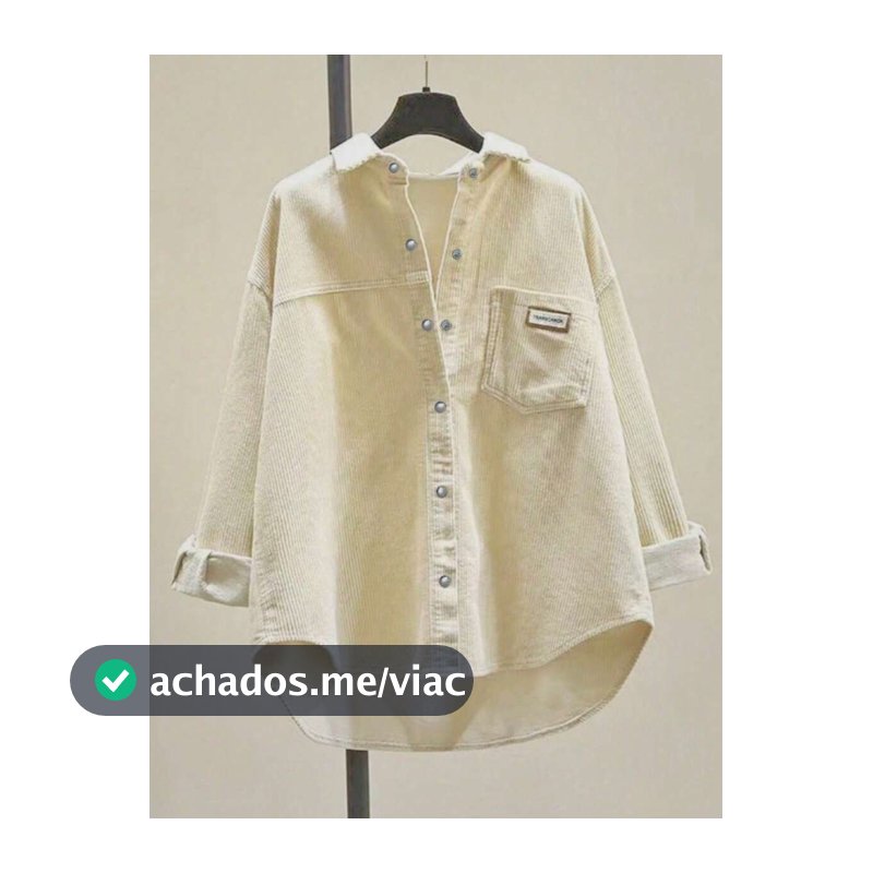 Top de Veludo Cotelê com Botões Oversized para Mulheres, Jaqueta Casual Solta de Manga Longa da Moda Outono 2025 Primavera