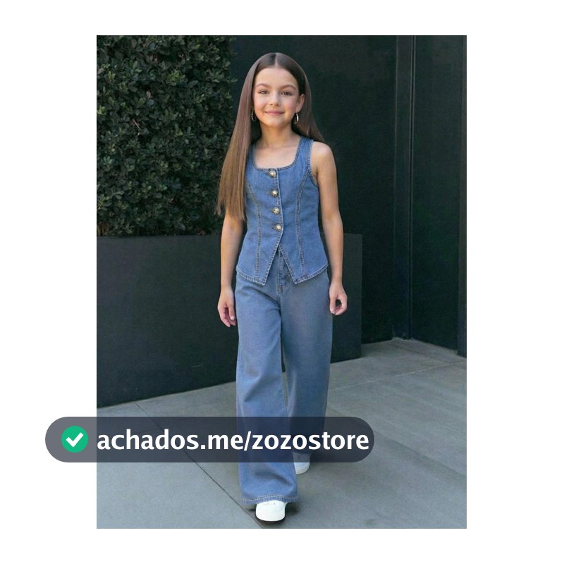 Firerie Kids Firerie Kids Conjunto Casual de Verão para Meninas Pré-Adolescentes com Colete e Calça Denim