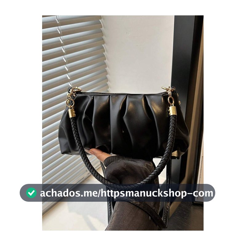 Bolsa de Ombro Minimalista Elegante e Fashion com Plissado em PU, Bolsa Transversal de Cor Sólida, Adequada para Meninas e Mulheres para Compras, Encontros, Festas, Presentes, Passeios