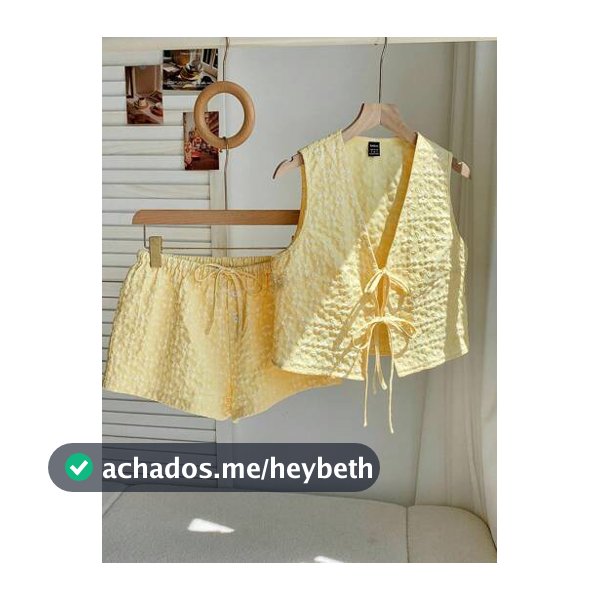 Comfortcana Terno Casual Feminino com Regata Amarela Trançada e Shorts