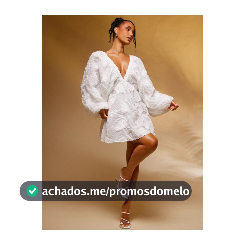Hauture Vestido Curto Sexy com Decote em V Profundo, Manga Farol e Jacquard para Mulheres
