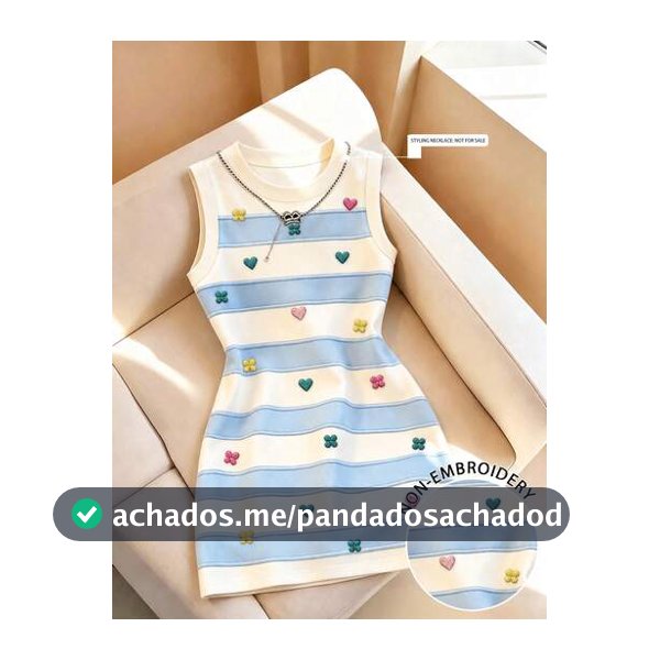 Resyla Vestido Midi Feminino com Estampa Digital Floral Listrada em Cores Contrastantes e Textura 3D