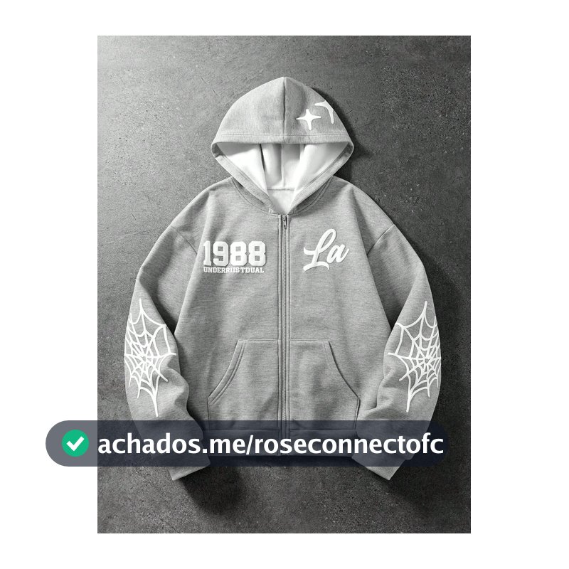ROMWE MEN Moletom com Capuz e Zíper Casual Streetwear com Estampa de Letra em Espuma para Homens