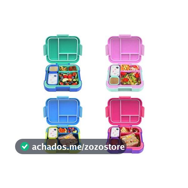Caixa Bento - Caixa de Almoço Grande de 4,8 Xícaras com 2 Recipientes Modulares - 4 Compartimentos, À Prova de Vazamentos, Alça Portátil, Própria para Micro-ondas/Lava-louças, Ideal para Escola, Trabalho e Viagens, Cozinha, Presente de Natal, Suprimentos Escolares