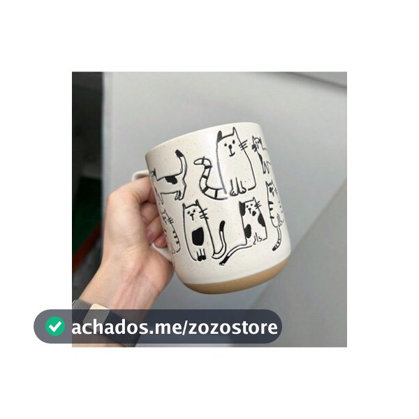 Caneca Cerâmica com Gato Fofo Pintado à Mão em Baixo Esmalte, Caneca para Tomar Café da Manhã, Caneca para Aveia, Casal, Pode Ir no Microondas, De Volta às Aulas