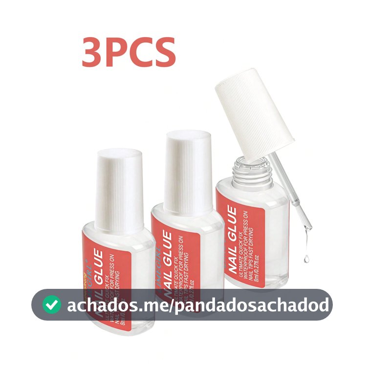 LIMEGIRL Super Cola para Unhas, 3 Peças/Conjunto 8ml/Frasco Adesivo de Unha de Secagem Rápida, Adesivo à Prova d'Água de Longa Duração Adequado para Unhas Postiças, Imprescindível