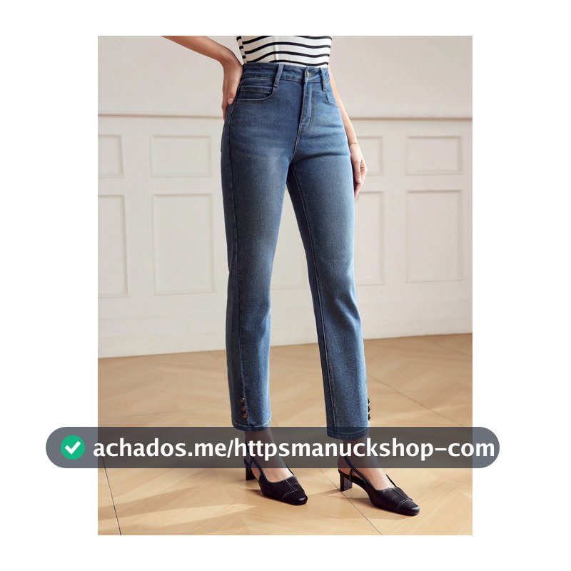 MOTF PREMIUM Denim CÔNICOS COM ZIPPER SÓLIDO