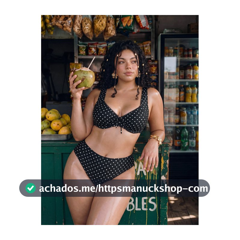Swim Vcay Conjunto de Maiô com Aro e Push-Up de Poá para Férias Plus Size