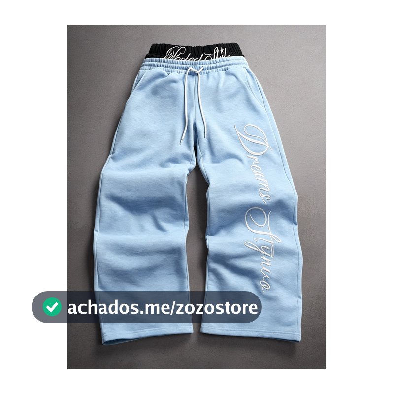 STYNVO Calça de Moletom Casual Masculina com Cordão na Cintura e Estampa de Letras para o Dia a Dia