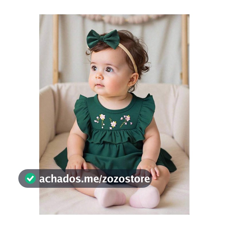 SHEIN Playful Pals Vestido de Verão Verde Elegante com Bordado Floral para Meninas Bebê, Adequado para Festa e Uso Diário