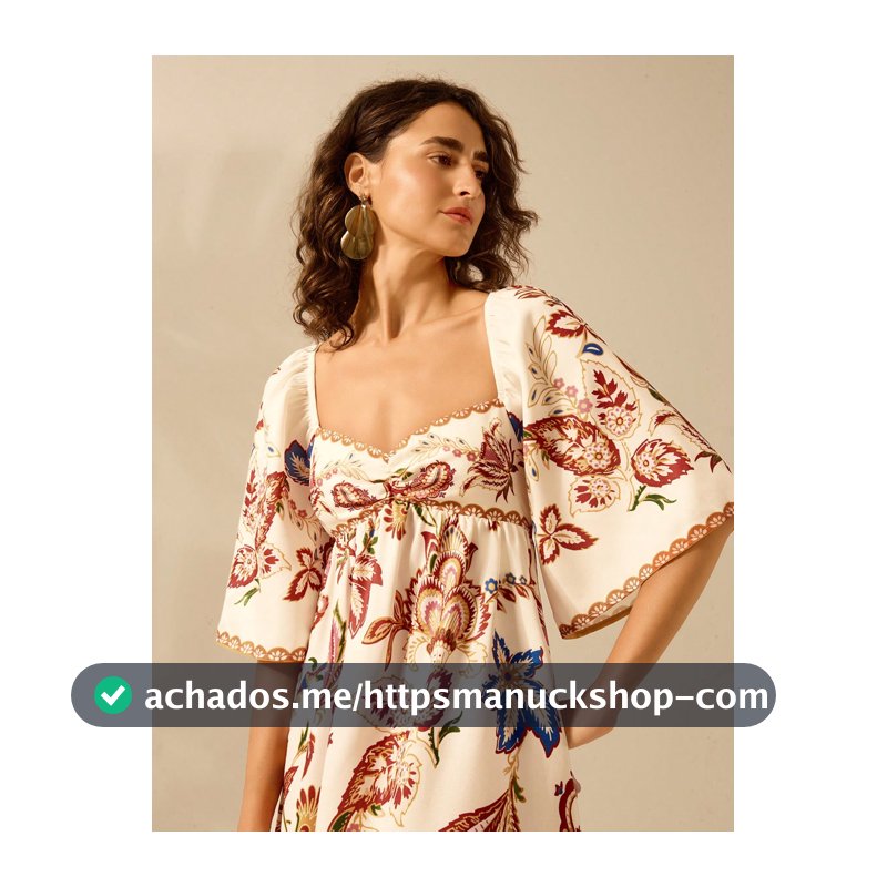 CAJUNI Vestido Curto Casual de Férias Vintage com Estampa Floral Tropical Boêmia para Mulheres