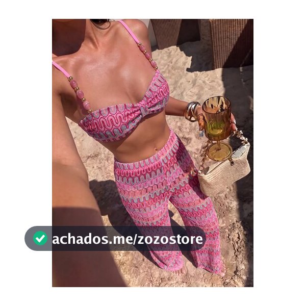 Sunnyshic Conjunto de Maiô Bikini Elegante para Férias Feminino com Calça de Tecido Combinando, Alça de Ombro com Amarração Frontal e Design com Contas, Estilo Vintage Elegante Adequado para Uso em Praia, Férias e Festa