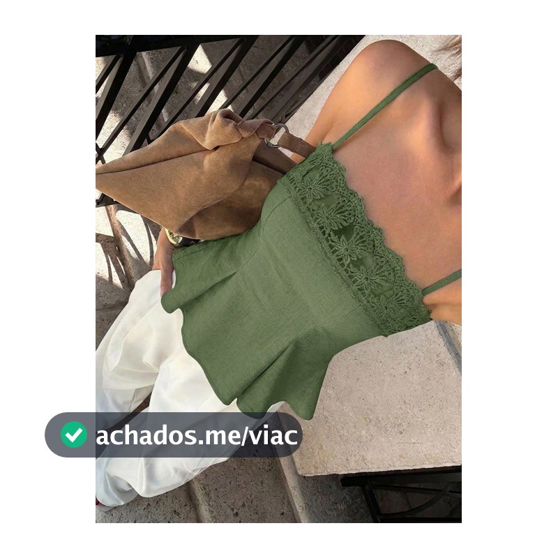 Siren Gaze Regata Feminina com Renda em Contraste, Verde Oliva, Elegante para Férias e Verão, Top de Verão