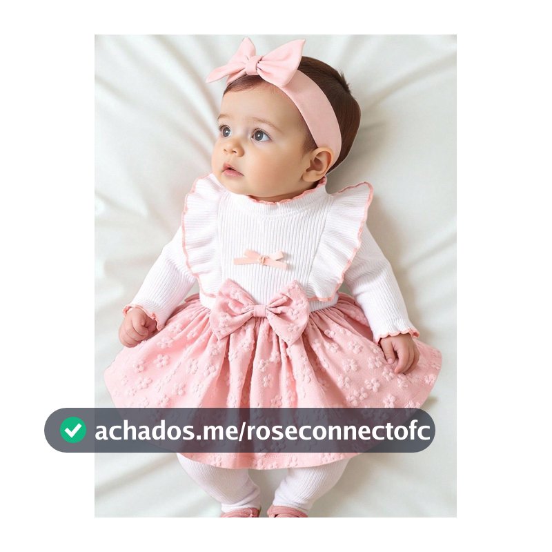 Vestido de Renda de Manga Longa Branco para Recém-Nascida Menina, Colarinho de Renda, Recorte Rosa com Laço, Elegante e Retrô, Tecido Confortável para Outono e Inverno