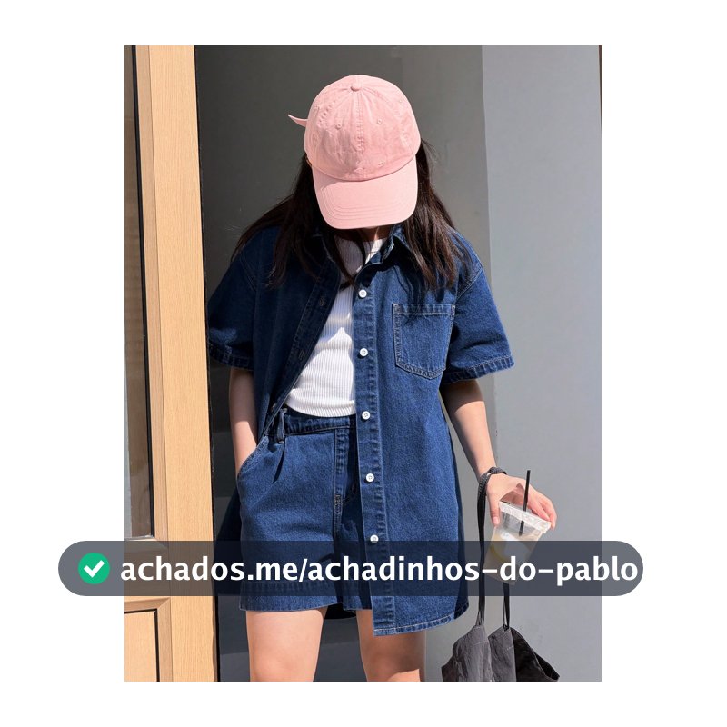 DAZY Conjunto de Camisa Denim de Manga Curta com Gola e Shorts 2 Peças para Meninas, Outono