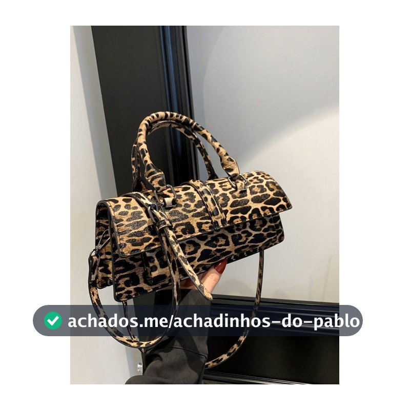 Bolsa Feminina de Couro Sintético com Estampa de Leopardo, Moda 2024, Bolsa de Ombro Casual Versátil, Bolsa com Estampa de Leopardo na Moda