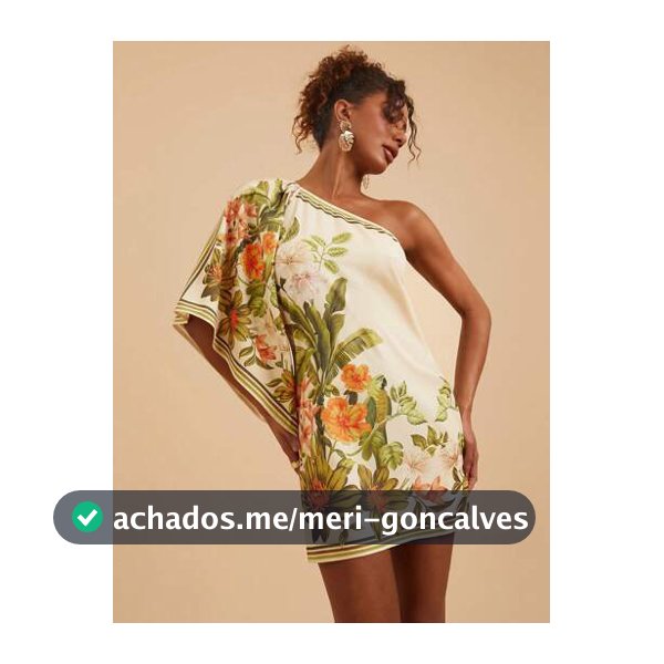 Travachic Vestido Curto Assimétrico de Mulher com Estampa Tropical