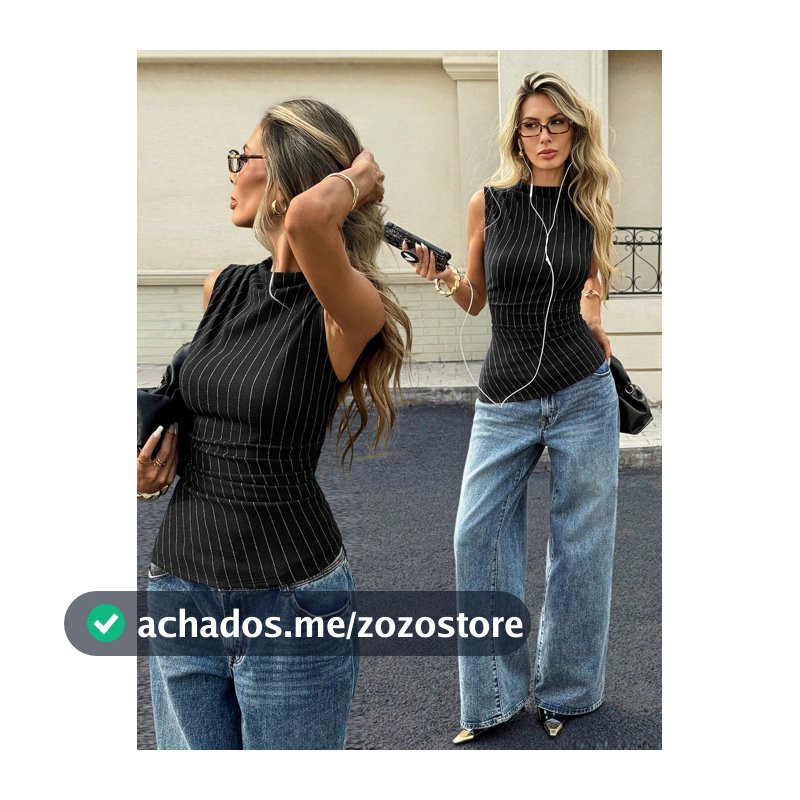 Siren Gaze Regata Casual Ajustada Franzida com Listras Feminina