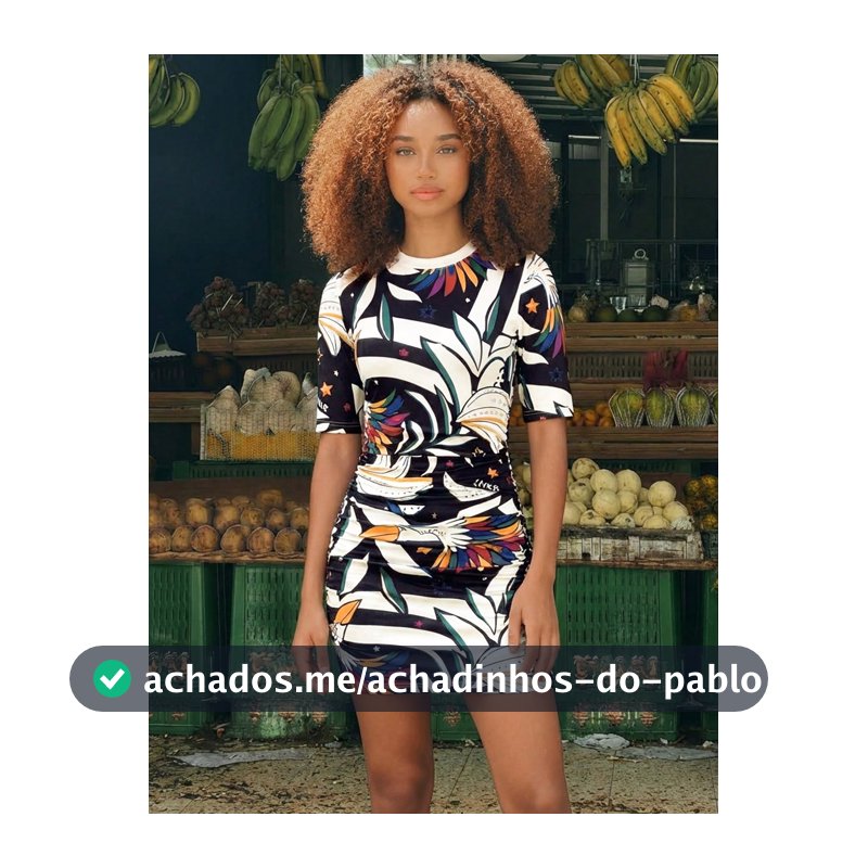 CAJUNI Vestido Mini de Malha com Manga Curta e Estampa Colorida de Pássaro para Mulheres, Preto e Branco, Verão, Jamaicano, Férias, Férias, Estampa Tropical, Vestido Bodycon