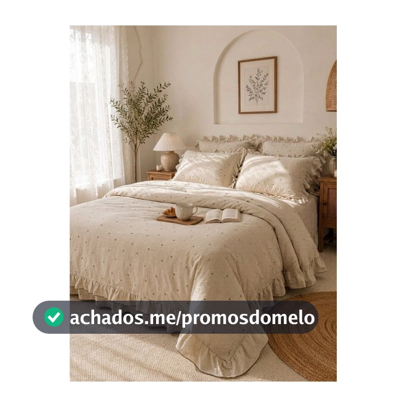 Cirelle 3 Peças Conjunto de Capa de Edredom Floral Vintage com Babados, Conjunto de Roupa de Cama Shabby Chic Branco Creme, Capa de Edredom de Microfibra Lavada Macia e Fronhas, Decoração de Quarto Cottagecore Fofa (Sem Enchimento)