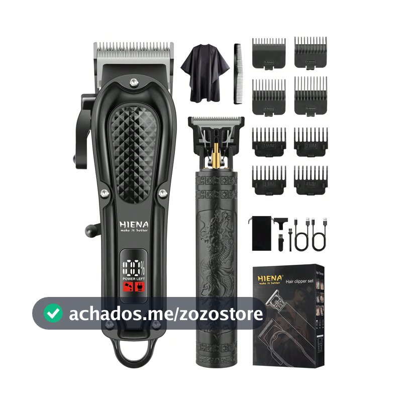 HIENA Cortador de Cabelo Elétrico T9 2 em 1 com Visor Digital, Portátil e Leve, Fácil de Operar, Adequado para Uso Doméstico (Também Disponível Cortador de Cabelo de Lâmina Única)