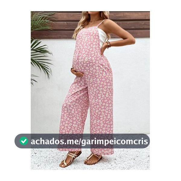 SHEIN Macacão Floral de Maternidade, Casual para Férias