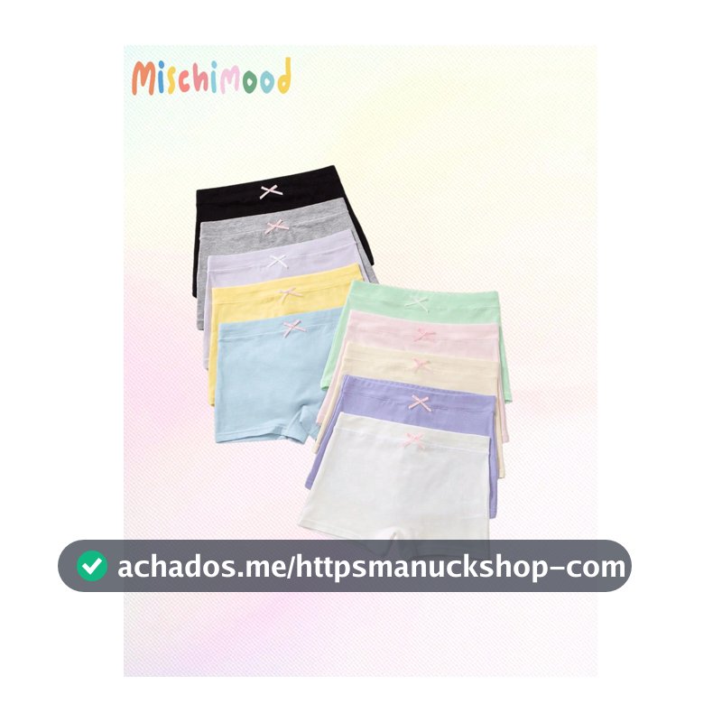 Calcinhas Juvenis para Menina, 10 Peças/Pacote, Cores Macaron Sortidas, 4 Estações, Outono