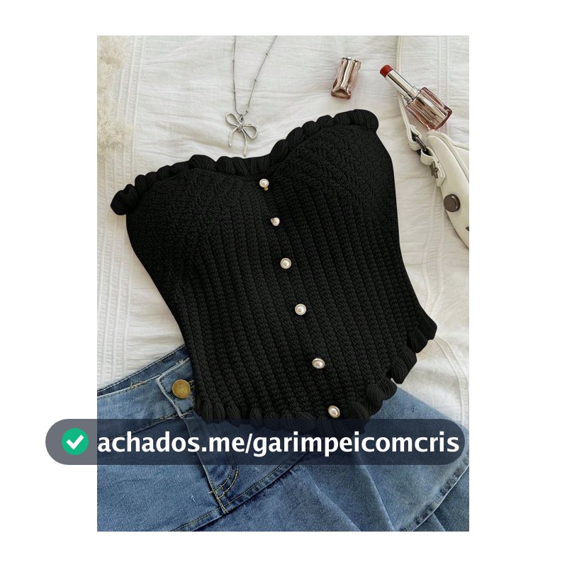 Soleia Top Tipo Espartilho Tipo Bandô Tricotado Plus Size para Mulheres com Botões de Pérola, Peça de Sobreposição Romântica para Férias de Primavera