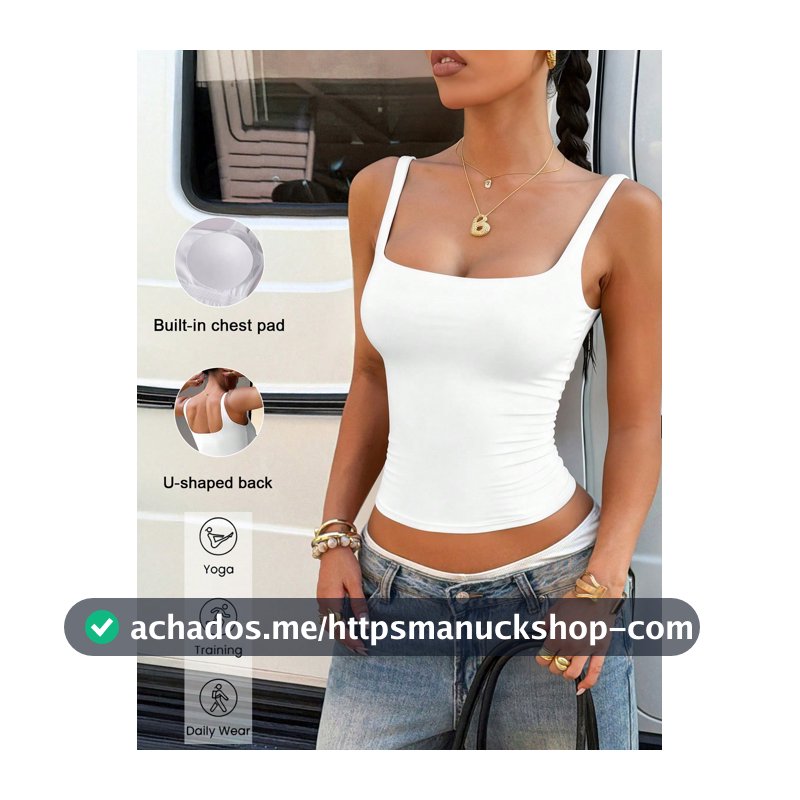 Regata Básica Casual Feminina Aoqta Sports com Dupla Camada Elástica e Bojos Removíveis, Top Ajustado com Costas Abertas para Yoga, Uso Diário e Outono