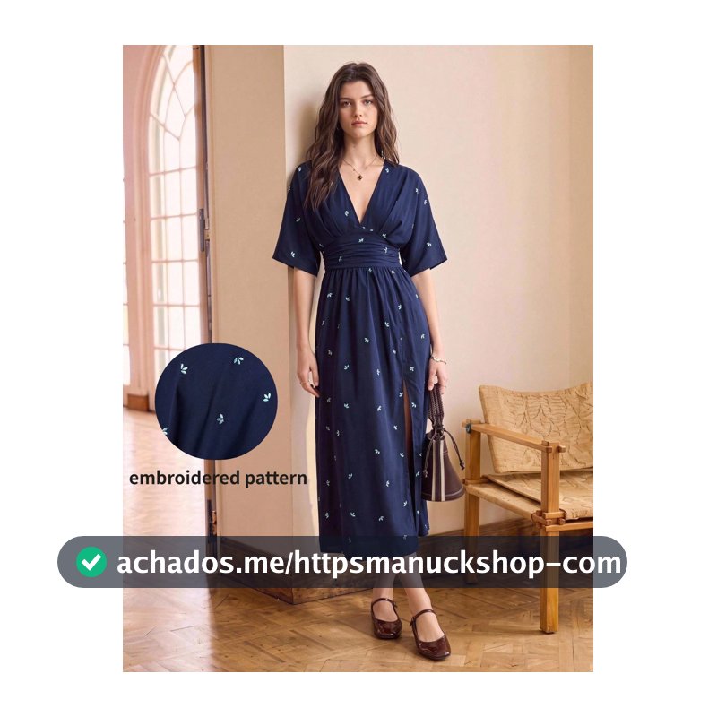 BizChic Vestido com Decote em V e Cintura Marcada Bordado, Estilo Vintage Francês Elegante & Sexy, Casual de Negócios, Deslocamento, Encontro, Diário, Férias, Halloween, Volta às Aulas, Festa, Aniversário, Emagrecedor, Versátil, Outono, Convidado de Casamento, Igreja, Ocasião Especial, Escritório, E...