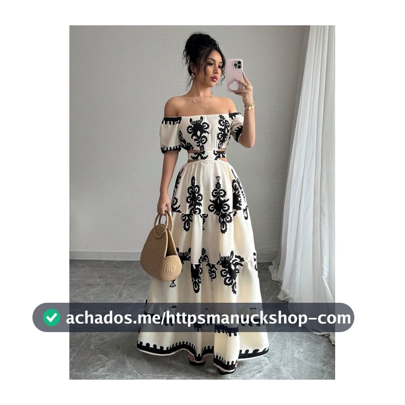 Rafferiza Vestido Casual de Ombro Caído com Laço nas Costas, Casual de Férias