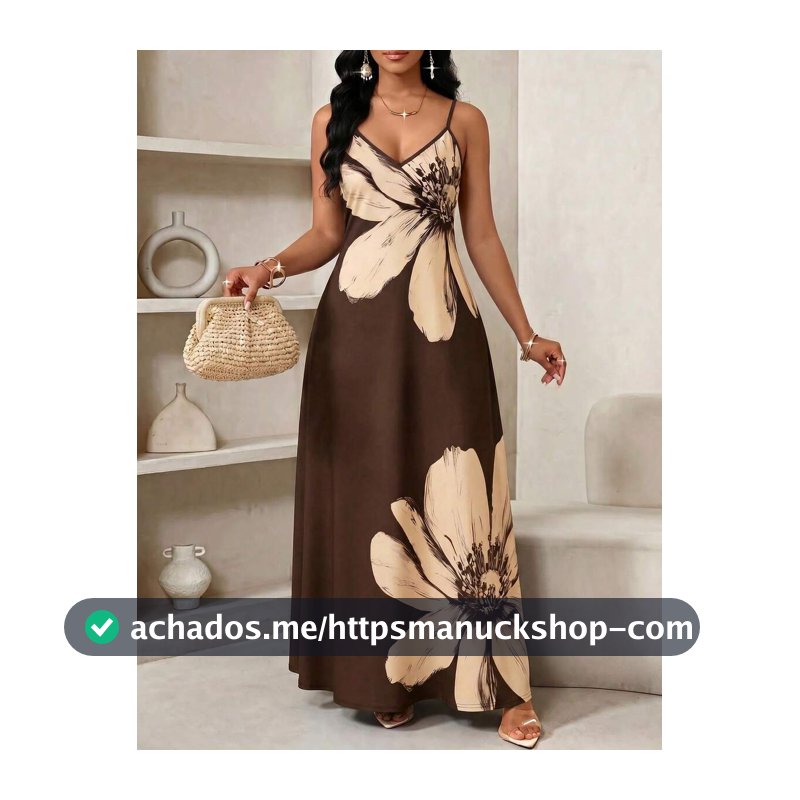 SHEIN Lady Vestido Casual de Férias com Estampa Floral Plus Size
