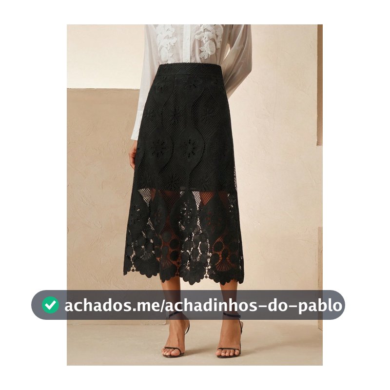Anewsta Saia Longa Elegante de Renda Vazada para Mulheres