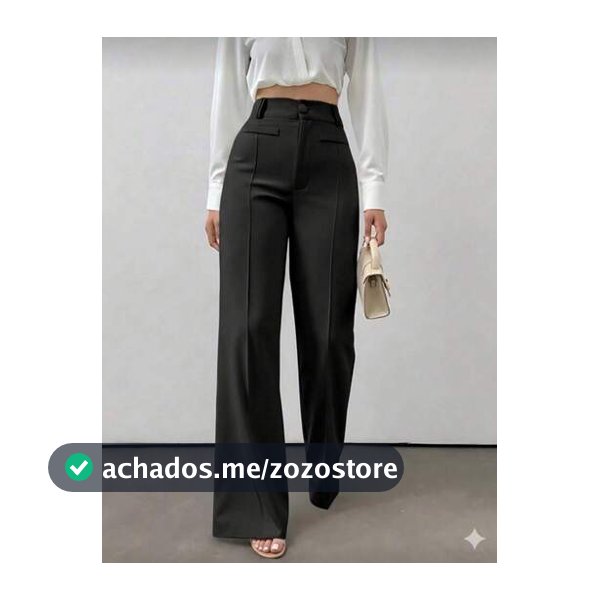 Calça Feminina Em Alfaiataria Cintura Alta Elegante Bolso Fake Verão 2026