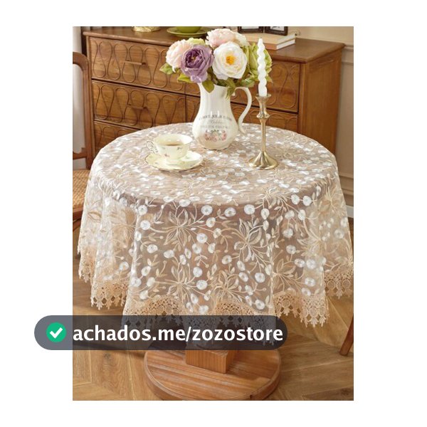 Toalha de Mesa Transparente de Malha de Poliéster 100% Champagne, Bordado Floral Branco 3D com Borla e Renda, Toalha de Mesa Redonda Transparente, Estilo Elegante Vintage Fazenda para Mesa de Café e Chá, Adequada para Casamento, Decoração de Sala de Estar