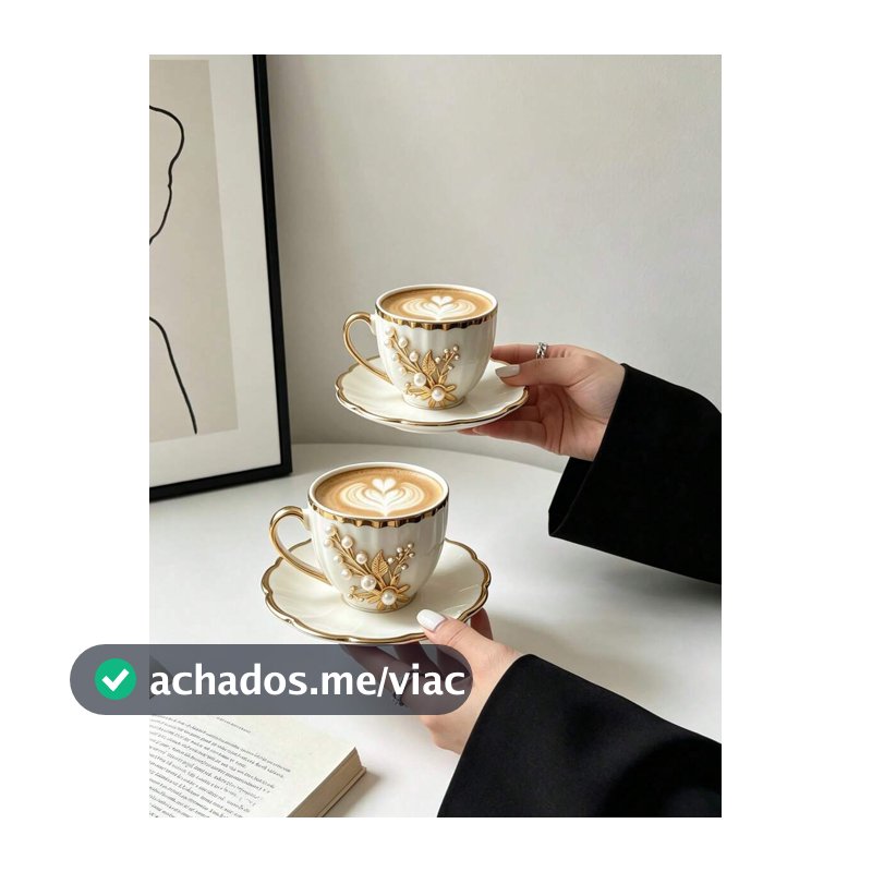 1 Conjunto Xícara de Café e Pires de Cerâmica Premium 90ml, Micro-ondas e Lava-Louças. Perfeito para Xícara de Chá, Xícara de Espresso ou Xícara de Café Árabe. Ideal para Chá da Tarde, Café e Cozinha - Presente Perfeito.