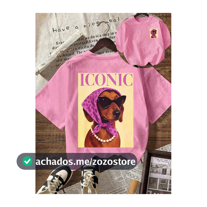 Camiseta Gráfica Fofa de Dachshund, Camiseta Casual Feminina de Manga Curta e Gola Redonda para Verão