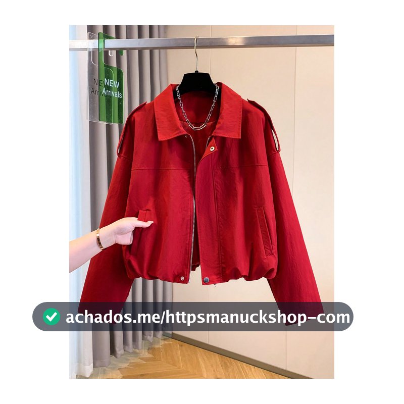 Jaqueta Casual Feminina Nova de Outono, Top Romântico Vermelho Outono/Inverno, Gola de Lapela, Moda Esportiva, Jaqueta de Motocicleta, Férias, Estilo Universitário, Moda Versátil para o Dia a Dia