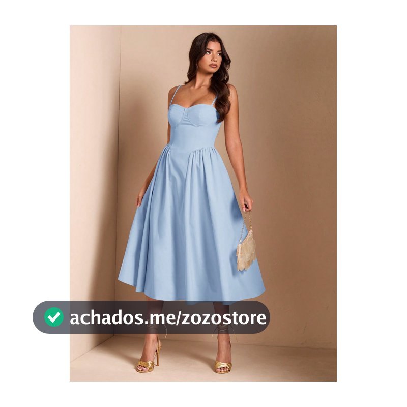 SHEIN BAE Vestido Longo Elegante com Alças Finas e Mangas Bufantes para Mulheres, Adequado para Encontros Diários, Passeios, Boates, Festas, Temporada de Outono