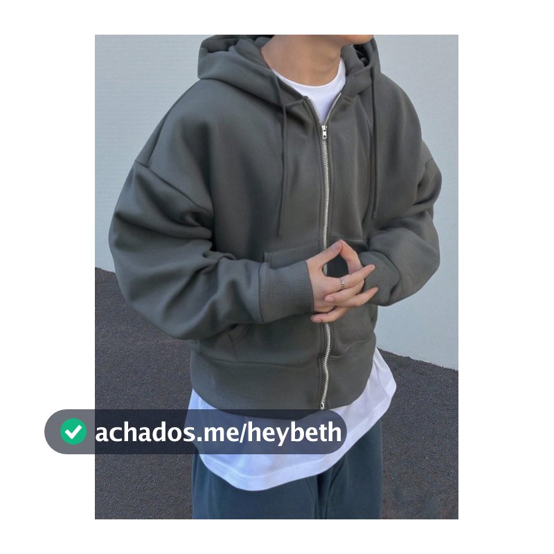Manfinity Hypemode Moletom Casual Esportivo Masculino com Zíper Cinza, Manga Longa, Outono