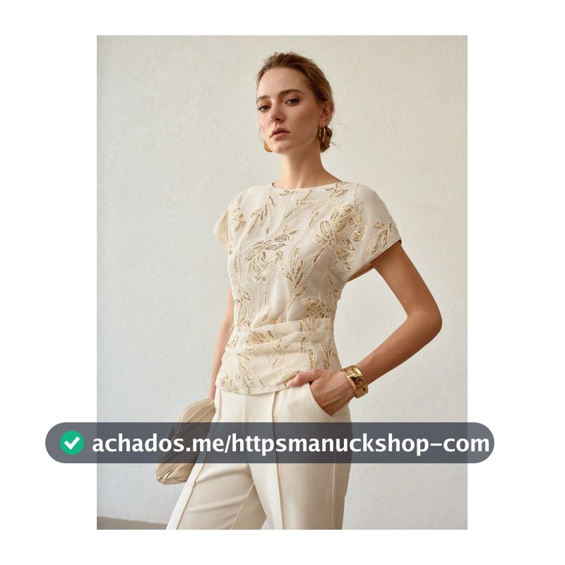 MOTF PREMIUM BLUSA COM BORDADO FLORAL VAZADO DE LANTEJOULAS PARA O VERÃO, BLUSA FEMININA DE DESIGN ÚNICO E DA MODA