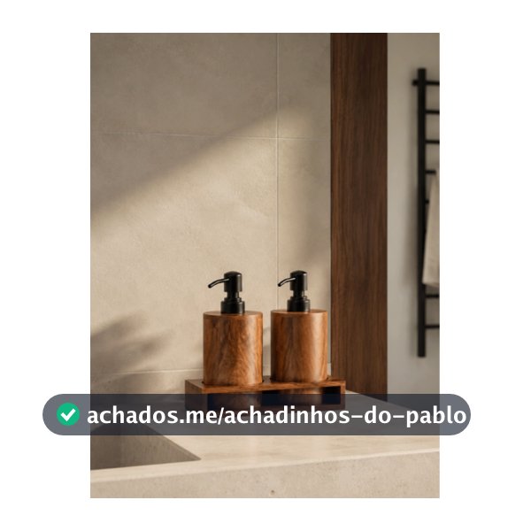 Cirelle 1 Conjunto Dispensador de Loção de Madeira de Nogueira, 2 Dispensadores de Sabonete + 1 Base, Garrafas Recarregáveis para Sabonete Líquido/Gel de Banho/Shampoo/Loção, Estilo Luxuoso, Adequado para Instalações Domésticas & Hoteleiras