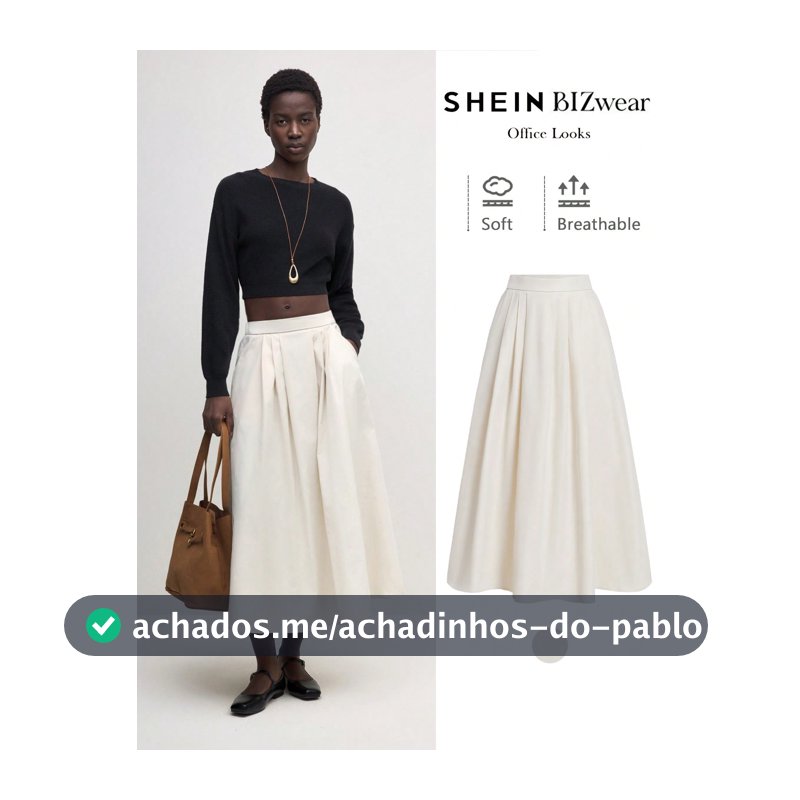 BizChic Saia Básica Branca Evasê para Mulheres, Versátil para Transporte Urbano, Negócios, Casual, Uso no Escritório, Traje Formal Elegante para Mulheres
